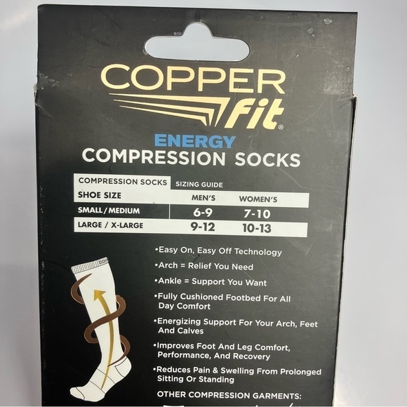 Copperfit energy compression socks black 1 pair size Large/XL - Picture 6 of 7